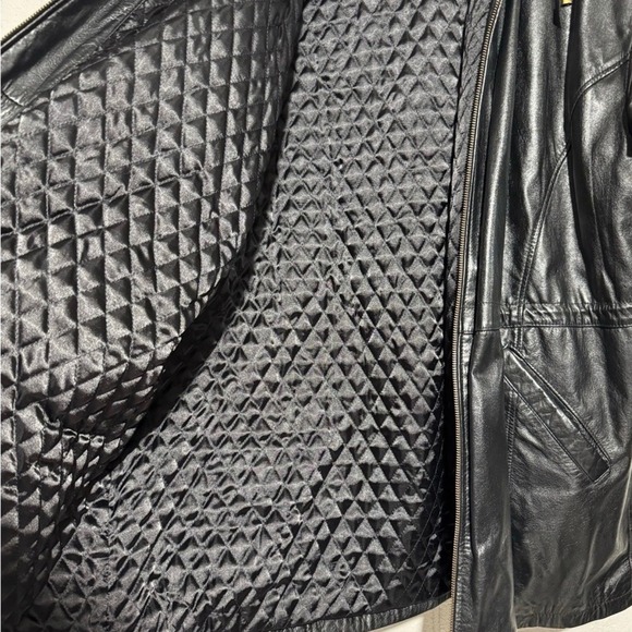 Wilson's Leather Black Quilted Anorak Utility Cargo Jacket‎ Coat Hooded Mens L - Picture 4 of 8